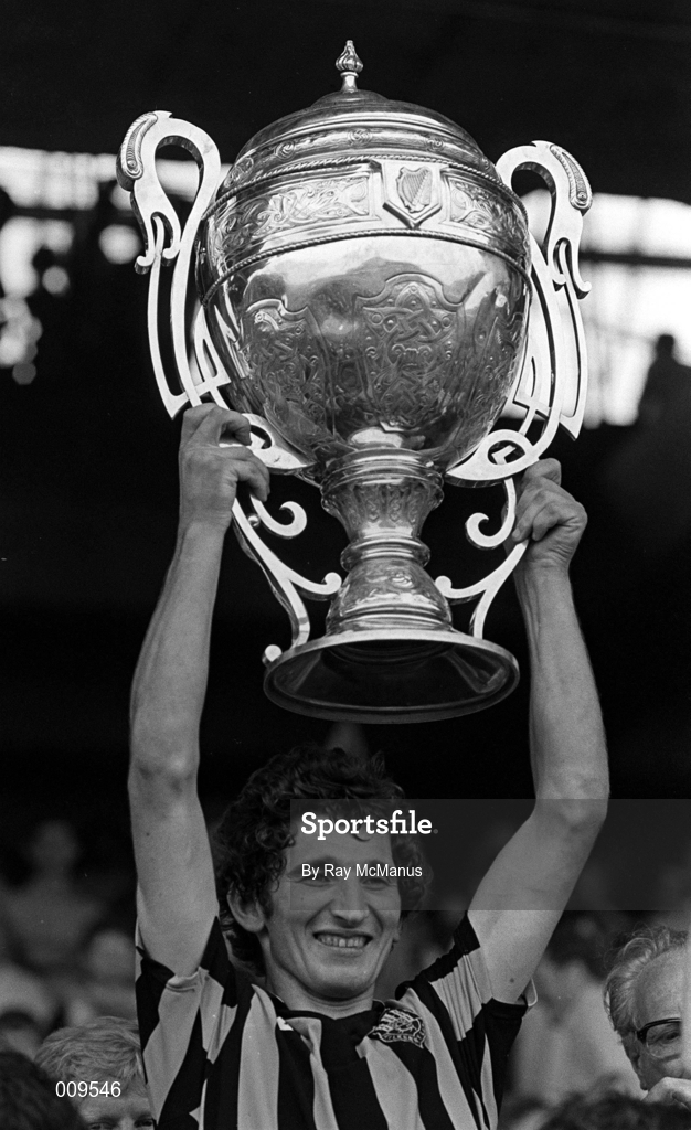 10 July 1983; Kilkenny captain Liam Fennelly lifts the Bob O'Keeffe Cup after the Leinster Senior Hurling Championship Final match between Kilkenny and Offaly at Croke Park in Dublin. Photo by Ray McManus/Sportsfile