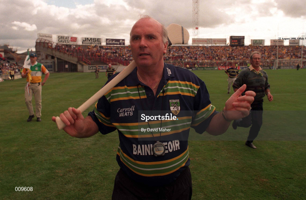 22 August 1998; Offaly Manager Michael Bond after the full-time whistle was blown early referee Jimmy Cooney at Guinness All-Ireland Hurling All-Ireland Senior Championship Semi-Final Replay match between Clare and Offaly at Croke Park in Dublin. Photo by David Maher/Sportsfile