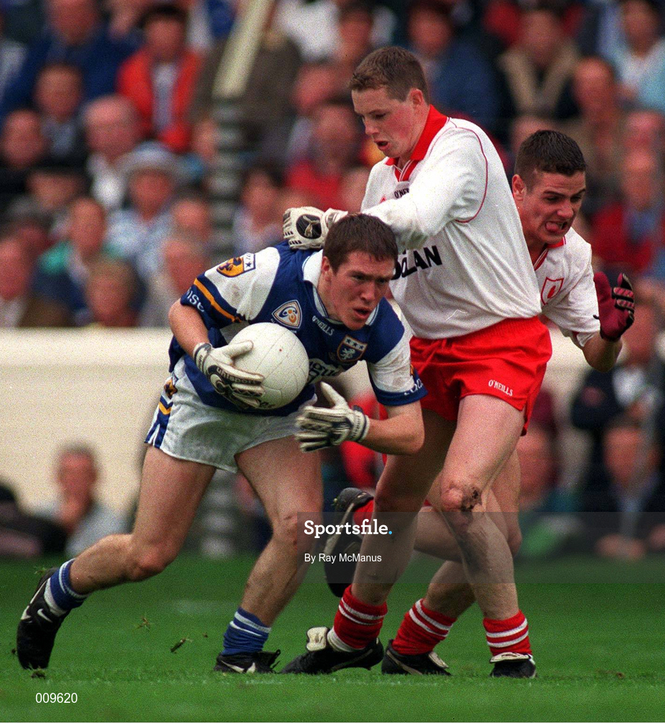 27 September 1998; Michael Clancy of Laois in action against Gavin Devin of Tyrone during the All-Ireland Minor Football Championship Final between Laois and Tyrone at Croke Park in Dublin. Photo by Ray McManus/Sportsfile
