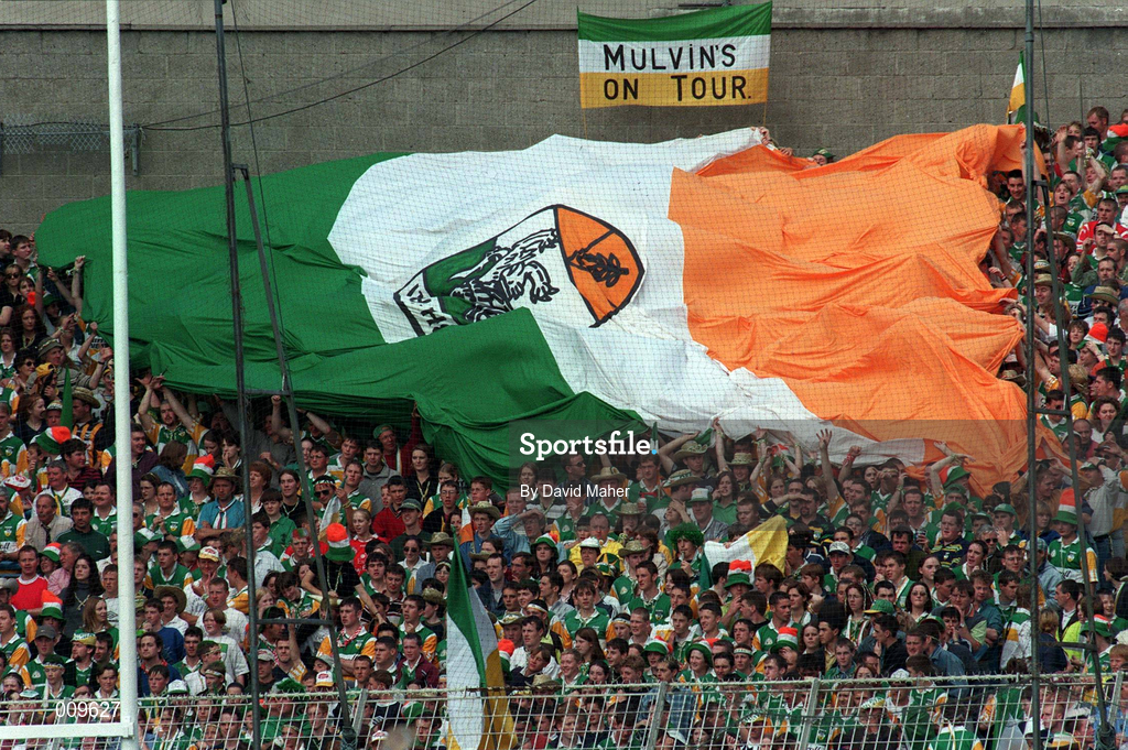 13 September 1998; Offaly supporters on Hill 16 during the Guinness All-Ireland Senior Hurling Championship Final match between Kilkenny and Offaly at Croke Park in Dublin. Photo by David Maher/Sportsfile