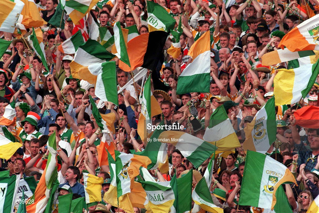13 September 1998; Offaly supporters during the Guinness All-Ireland Senior Hurling Championship Final match between Kilkenny and Offaly at Croke Park in Dublin. Photo by Brendan Moran/Sportsfile