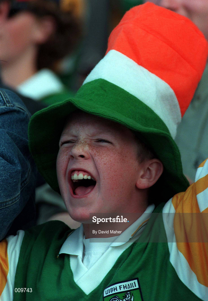 13 September 1998; An Offaly supporter during the Guinness All-Ireland Senior Hurling Championship Final match between Kilkenny and Offaly at Croke Park in Dublin. Photo by David Maher/Sportsfile