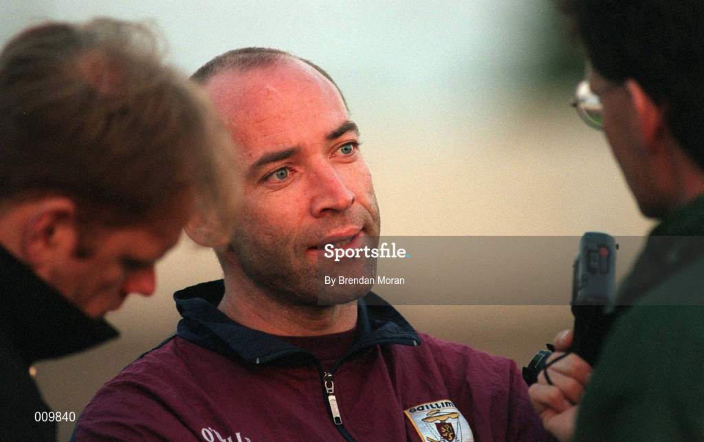 16 September 1998; Pat Comer speaking to journalists at a Galway senior football squad training session at Tuam Stadium in Tuam, Galway. Photo by Brendan Moran/Sportsfile