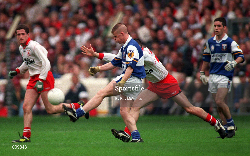 27 September 1998; Paudge Leonard of Laois in action against Ryan O'Neill of Tyrone during the All-Ireland Minor Football Championship Final between Laois and Tyrone at Croke Park in Dublin. Photo by Ray McManus/Sportsfile