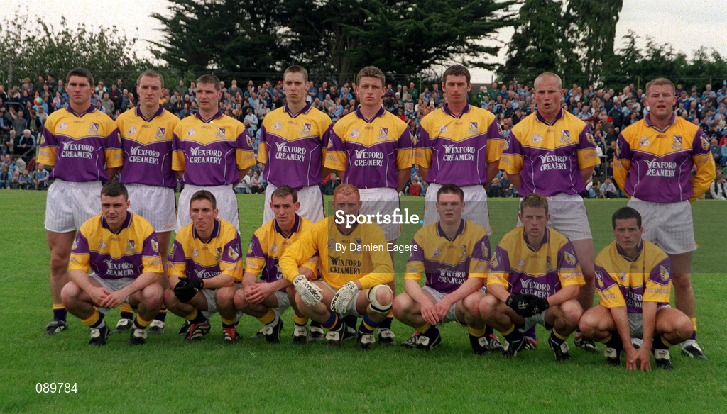 1 June 2002; The Wexford panel prior to the Bank of Ireland Leinster Senior Football Championship Quarter-Final match between Wexford and Dublin at Dr. Cullen Park in Carlow. Photo by Damien Eagers/Sportsfile