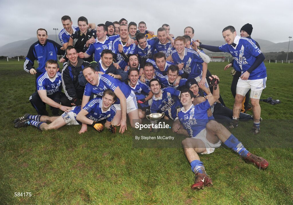 24 December 2011; St. Mary's players celebrate with the Jack Murphy cup. South Kerry Senior Football Championship Final, St. Mary's v Dromid Pearses, Waterville Sportsfield, Waterville, Co. Kerry. Picture credit: Stephen McCarthy / SPORTSFILE