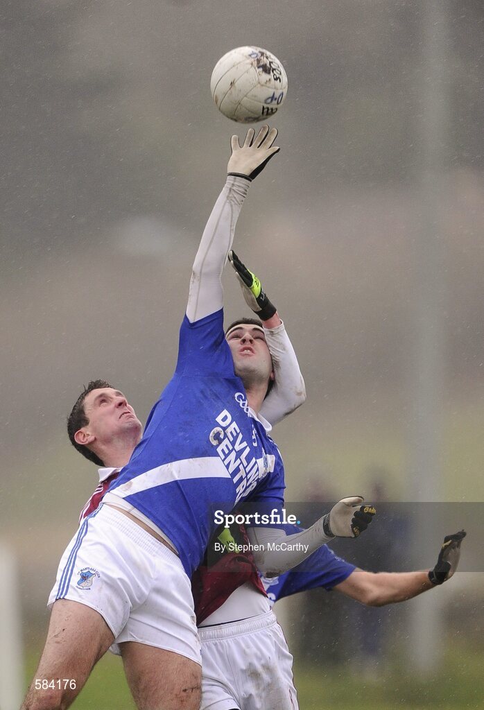 24 December 2011; Bryan Sheehan, St. Mary's, in action against Thomas Curran, Dromid Pearses. South Kerry Senior Football Championship Final, St. Mary's v Dromid Pearses, Waterville Sportsfield, Waterville, Co. Kerry. Picture credit: Stephen McCarthy / SPORTSFILE