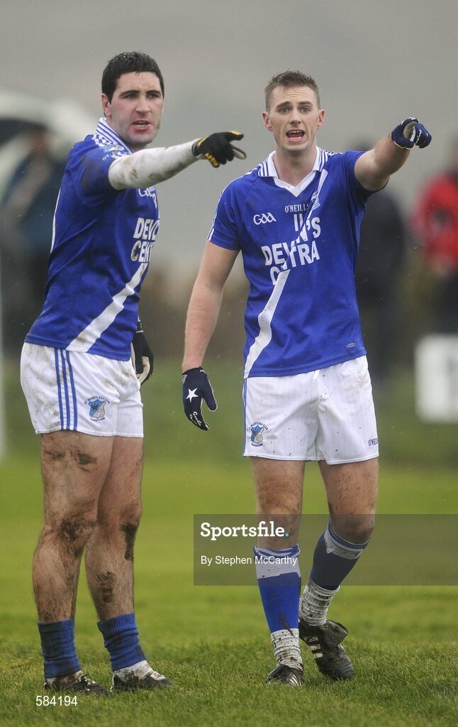 24 December 2011; Paul O'Donoghue, right, and Bryan Sheehan, St. Mary's. South Kerry Senior Football Championship Final, St. Mary's v Dromid Pearses, Waterville Sportsfield, Waterville, Co. Kerry. Picture credit: Stephen McCarthy / SPORTSFILE