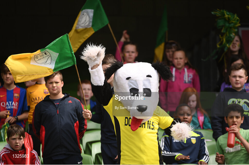 31 May 2017; The Dooish NS, Co Donegal, mascot during the SPAR FAI Primary School 5s National Finals at Aviva Stadium, in Lansdowne Rd, Dublin 4. Photo by Sam Barnes/Sportsfile
