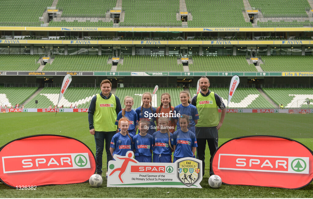 31 May 2017; The Our Lady of Good Counsel GNS team, Co Dublin, during the SPAR FAI Primary School 5s National Finals at Aviva Stadium, in Lansdowne Rd, Dublin 4. Photo by Sam Barnes/Sportsfile