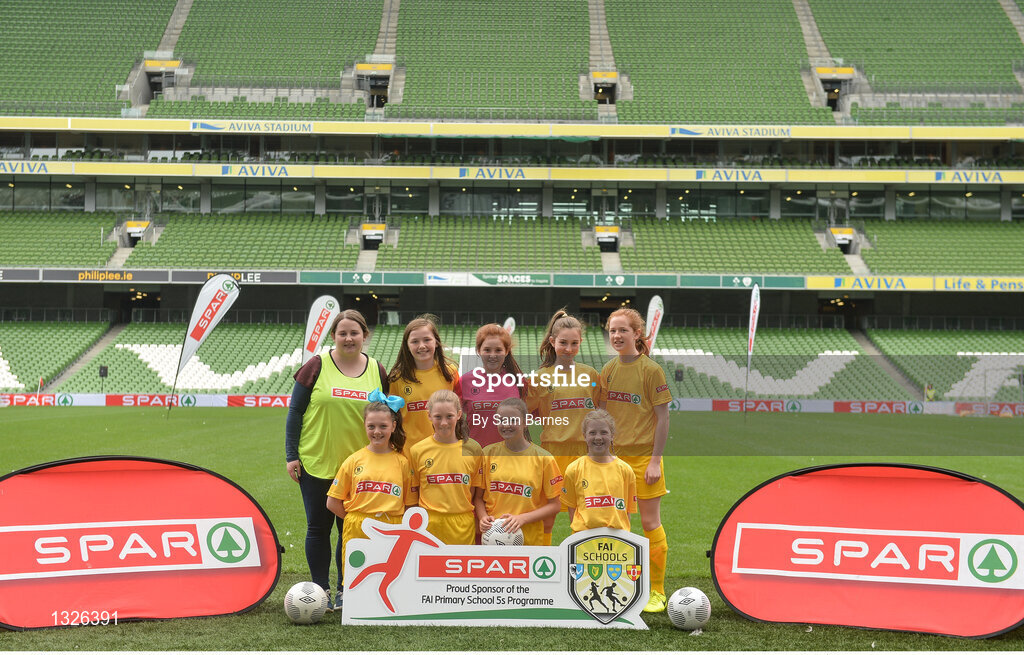 31 May 2017; The Gaelscoil Ultain team, Co Monaghan, during the SPAR FAI Primary School 5s National Finals at Aviva Stadium, in Lansdowne Rd, Dublin 4. Photo by Sam Barnes/Sportsfile