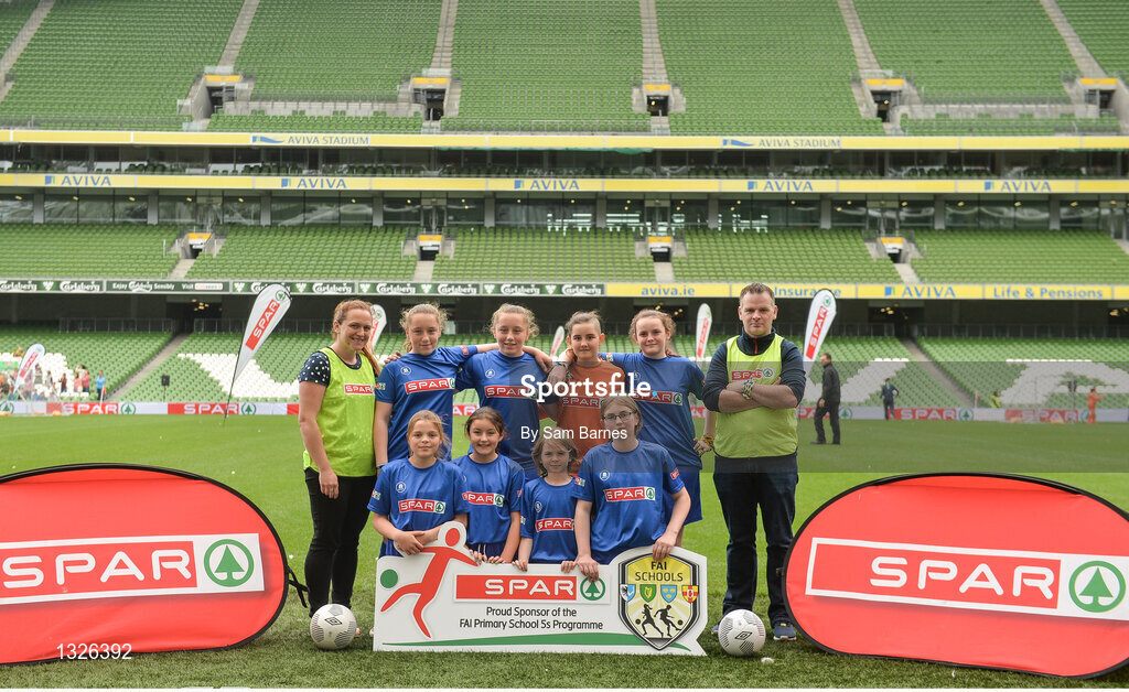 31 May 2017; The Kilkenny School Project team, Co Kilkenny, during the SPAR FAI Primary School 5s National Finals at Aviva Stadium, in Lansdowne Rd, Dublin 4. Photo by Sam Barnes/Sportsfile