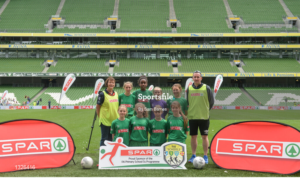 31 May 2017; The Scoil Róis team, Co Galway, during the SPAR FAI Primary School 5s National Finals at Aviva Stadium, in Lansdowne Rd, Dublin 4. Photo by Sam Barnes/Sportsfile
