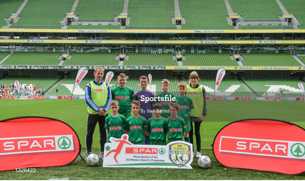 31 May 2017; The Scoil Mhuire gan Smál team, Co Sligo, during the SPAR FAI Primary School 5s National Finals at Aviva Stadium, in Lansdowne Rd, Dublin 4. Photo by Sam Barnes/Sportsfile