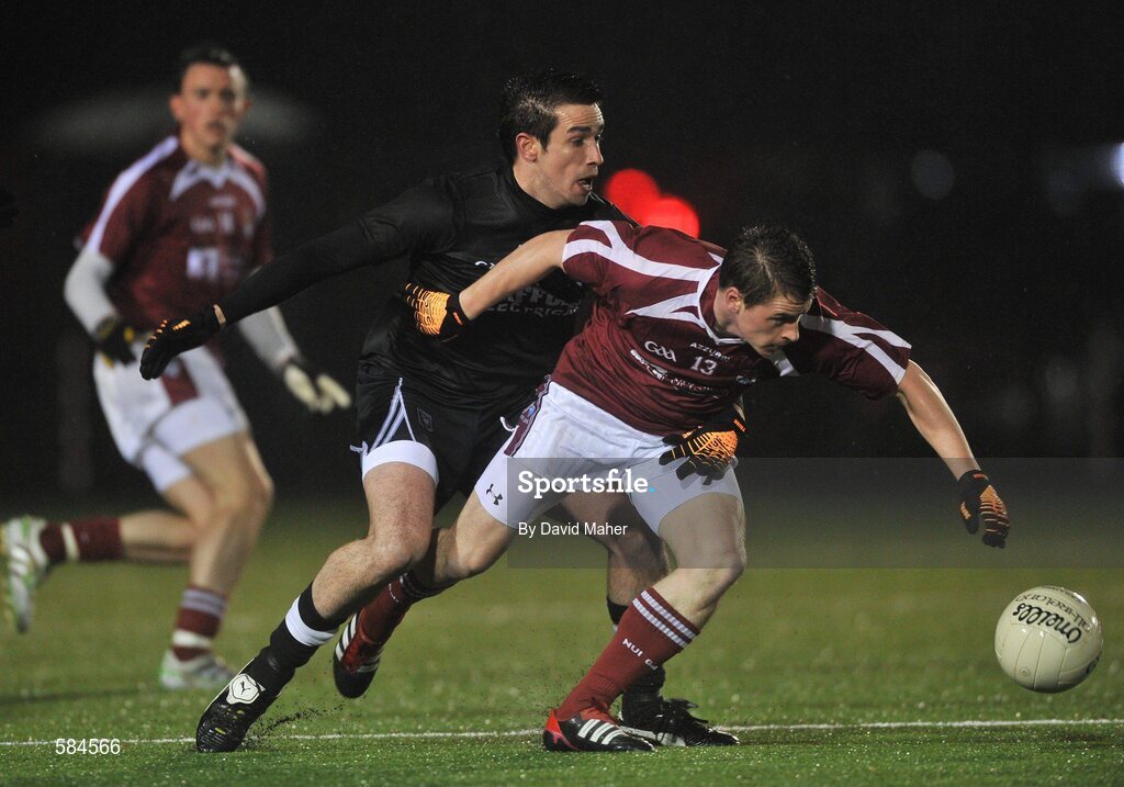 4 January 2012; Neil Douglas, NUIG, in action against Brian Kennedy, Sligo. FBD Insurance League, Section A, Round 1, Sligo v NUIG, Connacht GAA Centre of Excellence, Ballyhaunis, Co. Mayo. Picture credit: David Maher / SPORTSFILE