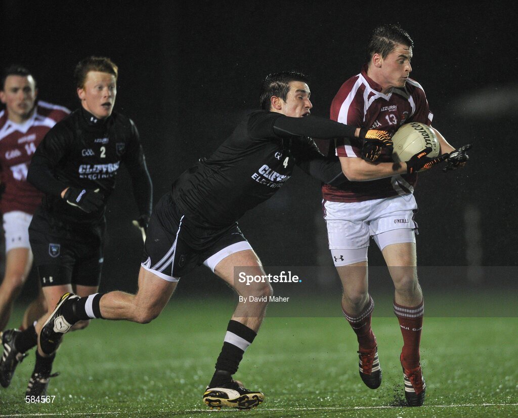 4 January 2012; Neil Douglas, NUIG, in action against Brian Kennedy, Sligo. FBD Insurance League, Section A, Round 1, Sligo v NUIG, Connacht GAA Centre of Excellence, Ballyhaunis, Co. Mayo. Picture credit: David Maher / SPORTSFILE