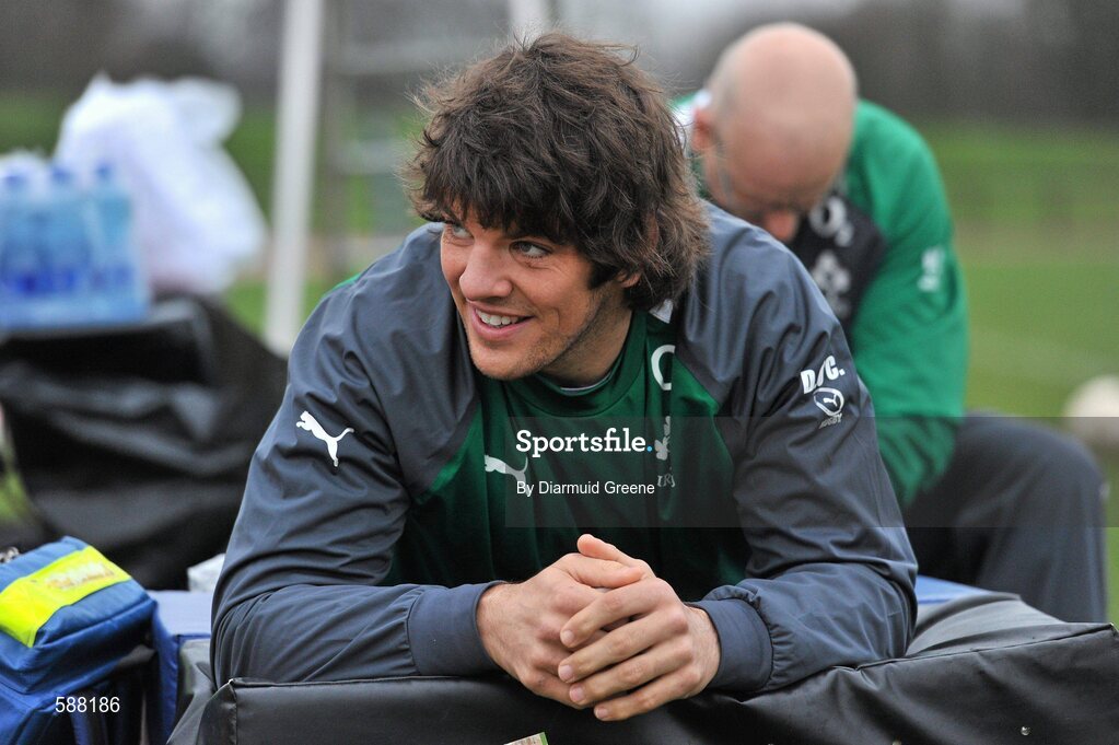 24 January 2012; Ireland's Donncha O'Callaghan before squad training ahead of their RBS Six Nations Rugby Championship game against Wales on February 5th. Ireland Rugby Squad Training, University of Limerick, Limerick. Picture credit: Diarmuid Greene / SPORTSFILE