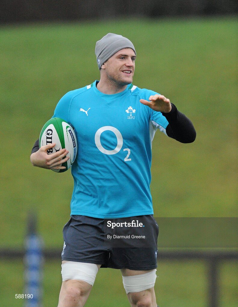 24 January 2012; Ireland's Jamie Heaslip during squad training ahead of their RBS Six Nations Rugby Championship game against Wales on February 5th. Ireland Rugby Squad Training, University of Limerick, Limerick. Picture credit: Diarmuid Greene / SPORTSFILE