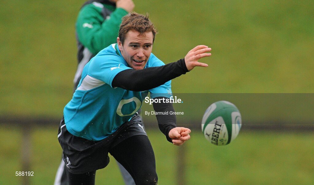 24 January 2012; Ireland's Eoin Reddan in action during squad training ahead of their RBS Six Nations Rugby Championship game against Wales on February 5th. Ireland Rugby Squad Training, University of Limerick, Limerick. Picture credit: Diarmuid Greene / SPORTSFILE