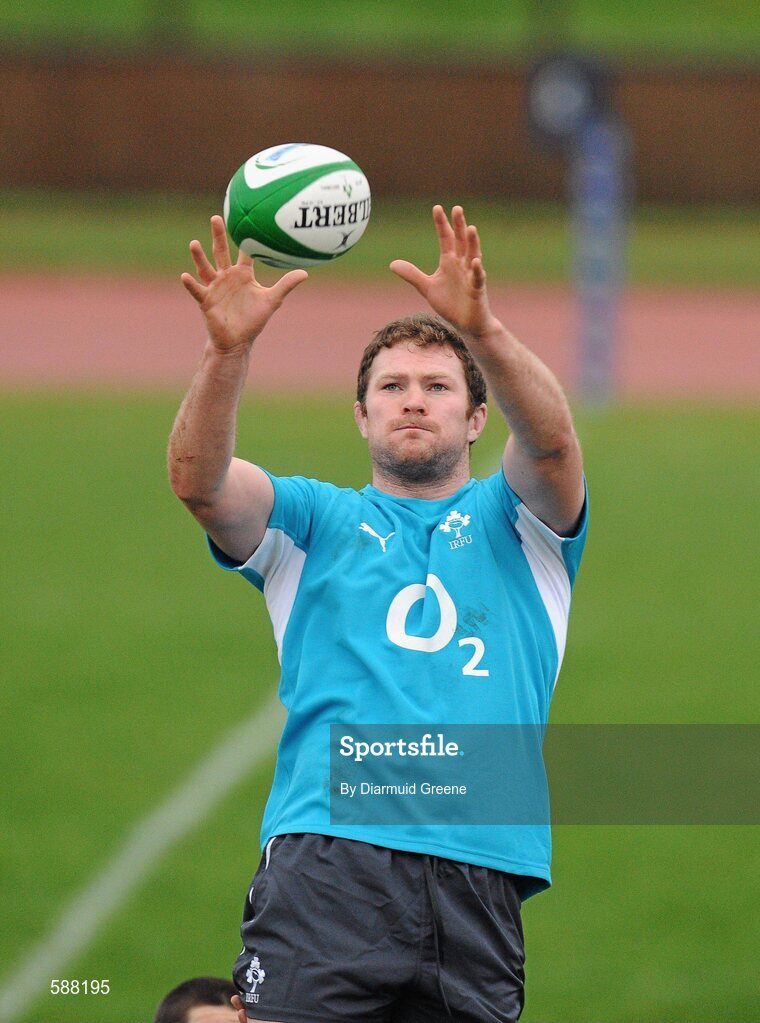 24 January 2012; Ireland's Donnacha Ryan in action during squad training ahead of their RBS Six Nations Rugby Championship game against Wales on February 5th. Ireland Rugby Squad Training, University of Limerick, Limerick. Picture credit: Diarmuid Greene / SPORTSFILE