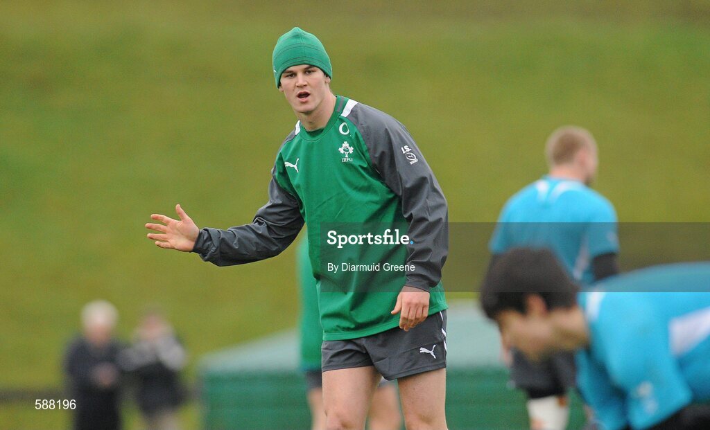 24 January 2012; Ireland's Jonathan Sexton in action during squad training ahead of their RBS Six Nations Rugby Championship game against Wales on February 5th. Ireland Rugby Squad Training, University of Limerick, Limerick. Picture credit: Diarmuid Greene / SPORTSFILE
