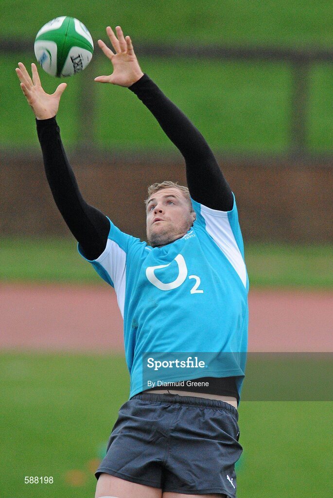 24 January 2012; Ireland's Jamie Heaslip in action during squad training ahead of their RBS Six Nations Rugby Championship game against Wales on February 5th. Ireland Rugby Squad Training, University of Limerick, Limerick. Picture credit: Diarmuid Greene / SPORTSFILE