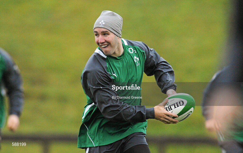 24 January 2012; Ireland's Paddy Wallace in action during squad training ahead of their RBS Six Nations Rugby Championship game against Wales on February 5th. Ireland Rugby Squad Training, University of Limerick, Limerick. Picture credit: Diarmuid Greene / SPORTSFILE