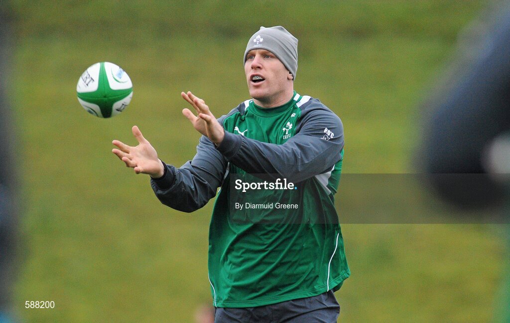 24 January 2012; Ireland captain Paul O'Connell in action during squad training ahead of their RBS Six Nations Rugby Championship game against Wales on February 5th. Ireland Rugby Squad Training, University of Limerick, Limerick. Picture credit: Diarmuid Greene / SPORTSFILE