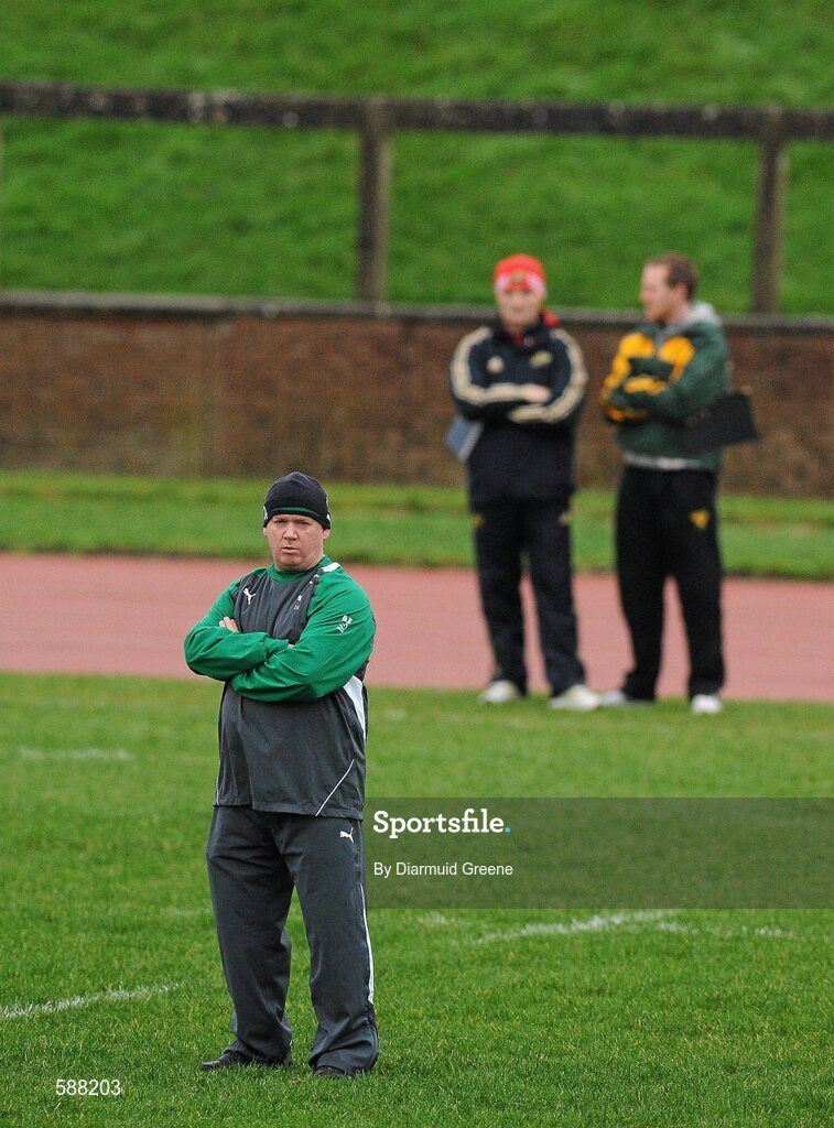 24 January 2012; Ireland head coach Declan Kidney during squad training ahead of their RBS Six Nations Rugby Championship game against Wales on February 5th. Ireland Rugby Squad Training, University of Limerick, Limerick. Picture credit: Diarmuid Greene / SPORTSFILE