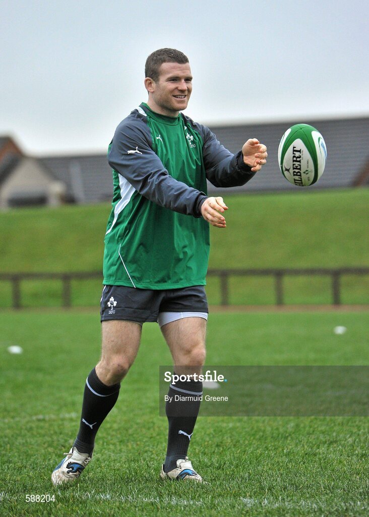 24 January 2012; Ireland's Gordon D'Arcy in action during squad training ahead of their RBS Six Nations Rugby Championship game against Wales on February 5th. Ireland Rugby Squad Training, University of Limerick, Limerick. Picture credit: Diarmuid Greene / SPORTSFILE