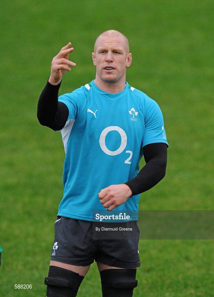 24 January 2012; Ireland captain Paul O'Connell during squad training ahead of their RBS Six Nations Rugby Championship game against Wales on February 5th. Ireland Rugby Squad Training, University of Limerick, Limerick. Picture credit: Diarmuid Greene / SPORTSFILE