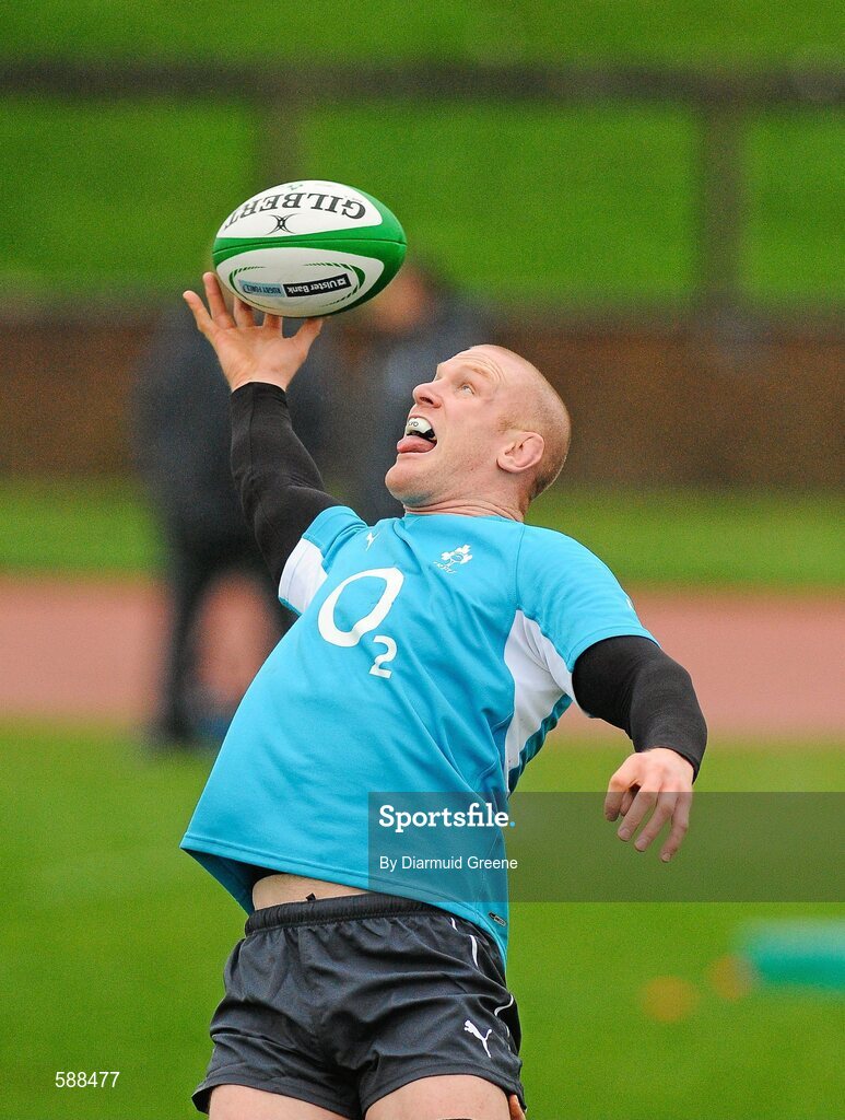 24 January 2012; Ireland captain Paul O'Connell in action during squad training ahead of their RBS Six Nations Rugby Championship game against Wales on February 5th. Ireland Rugby Squad Training, University of Limerick, Limerick. Picture credit: Diarmuid Greene / SPORTSFILE