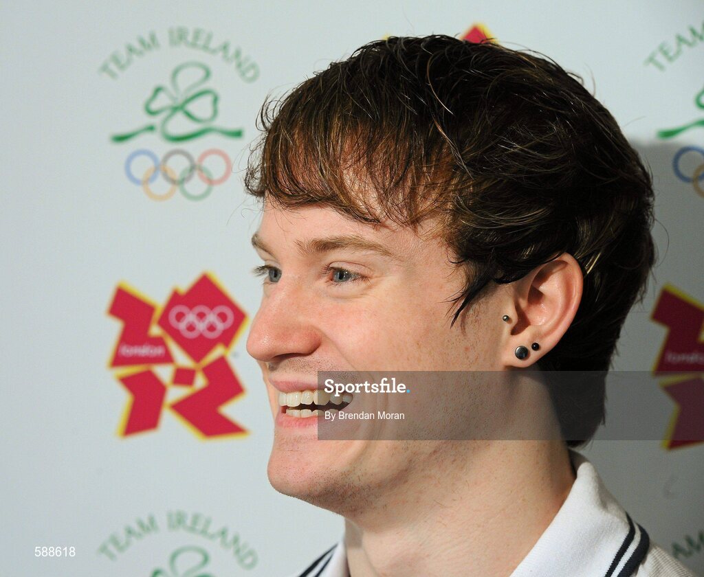 25 January 2012; Ireland's latest Olympic team member, gymnast Kieran Behan, who was presented with a cheque for €20,000 by the Olympic Council of Ireland to assist his preparations for the London Olympic Games later this year. The 22 year old, who was told he would never walk again after a childhood illness, has overcome enormous obstacles to be the Irish first gymnast to qualify or the games since 1996. Shelbourne Hotel, Dublin. Picture credit: Brendan Moran / SPORTSFILE
