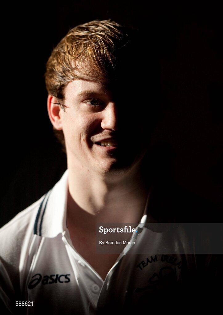 25 January 2012; Ireland's latest Olympic team member, gymnast Kieran Behan, who was presented with a cheque for Ä20,000 by the Olympic Council of Ireland to assist his preparations for the London Olympic Games later this year. The 22 year old, who was told he would never walk again after a childhood illness, has overcome enormous obstacles to be the first Irish gymnast to qualify for the games since 1996. Shelbourne Hotel, Dublin. Picture credit: Brendan Moran / SPORTSFILE