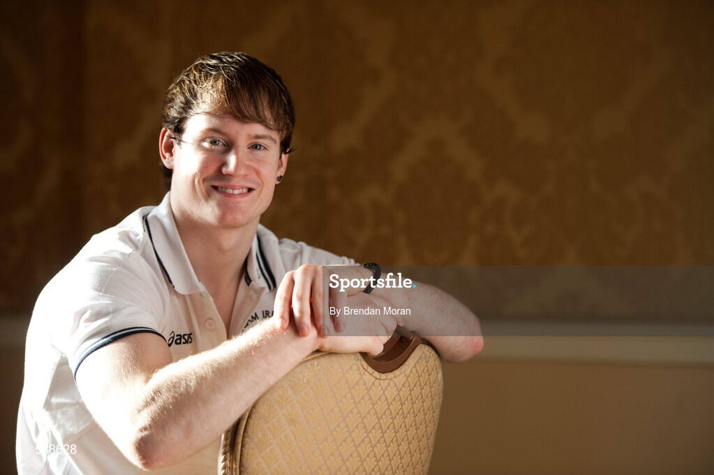 25 January 2012; Ireland's latest Olympic team member, gymnast Kieran Behan, who was presented with a cheque for €20,000 by the Olympic Council of Ireland to assist his preparations for the London Olympic Games later this year. The 22 year old, who was told he would never walk again after a childhood illness, has overcome enormous obstacles to be the first Irish gymnast to qualify for the games since 1996. Shelbourne Hotel, Dublin. Picture credit: Brendan Moran / SPORTSFILE