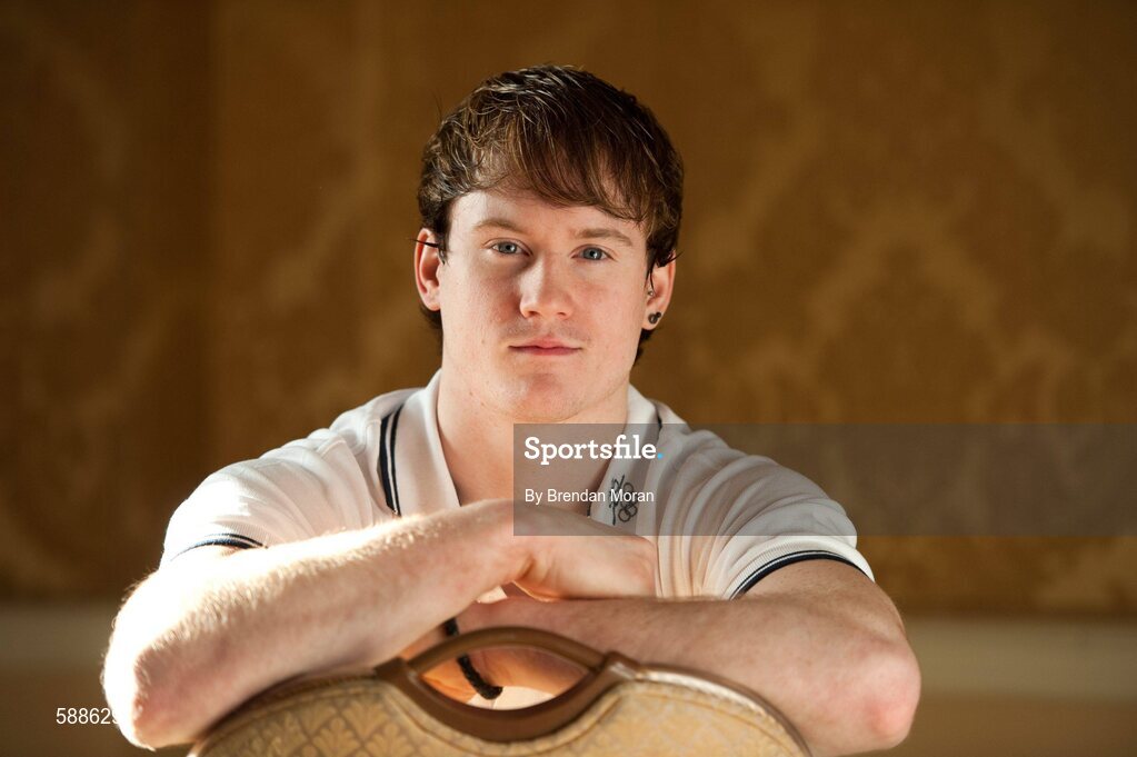 25 January 2012; Ireland's latest Olympic team member, gymnast Kieran Behan, who was presented with a cheque for €20,000 by the Olympic Council of Ireland to assist his preparations for the London Olympic Games later this year. The 22 year old, who was told he would never walk again after a childhood illness, has overcome enormous obstacles to be the first Irish gymnast to qualify for the games since 1996. Shelbourne Hotel, Dublin. Picture credit: Brendan Moran / SPORTSFILE