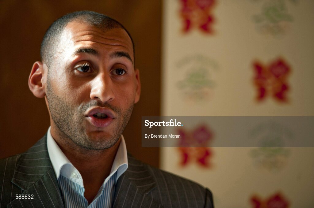25 January 2012; Gymnastics coach Demetrios Bradshaw at the preserntation of a cheque for €20,000 by the Olympic Council of Ireland to Kieran Behan to assist Kieran's preparations for the London Olympic Games later this year. The 22 year old, who was told he would never walk again after a childhood illness, has overcome enormous obstacles to be the first Irish gymnast to qualify for the games since 1996. Shelbourne Hotel, Dublin. Picture credit: Brendan Moran / SPORTSFILE
