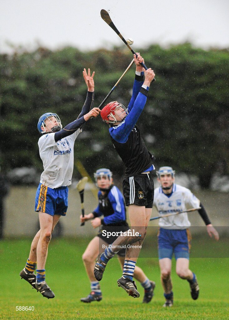 25 January 2012; Stephen O'Brien, Nenagh CBS, in action against Ronan Maher, Thurles CBS. Dr Harty Cup, Quarter-Final Replay, Nenagh CBS v Thurles CBS, The Ragg GAA Grounds, Thurles, Co. Tipperary. Picture credit: Diarmuid Greene / SPORTSFILE