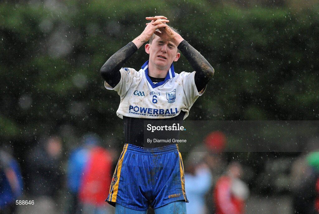 25 January 2012; Seamus Kennedy, Thurles CBS, shows his disappointment after defeat to Nenagh CBS. Dr Harty Cup, Quarter-Final Replay, Nenagh CBS v Thurles CBS, The Ragg GAA Grounds, Thurles, Co. Tipperary. Picture credit: Diarmuid Greene / SPORTSFILE