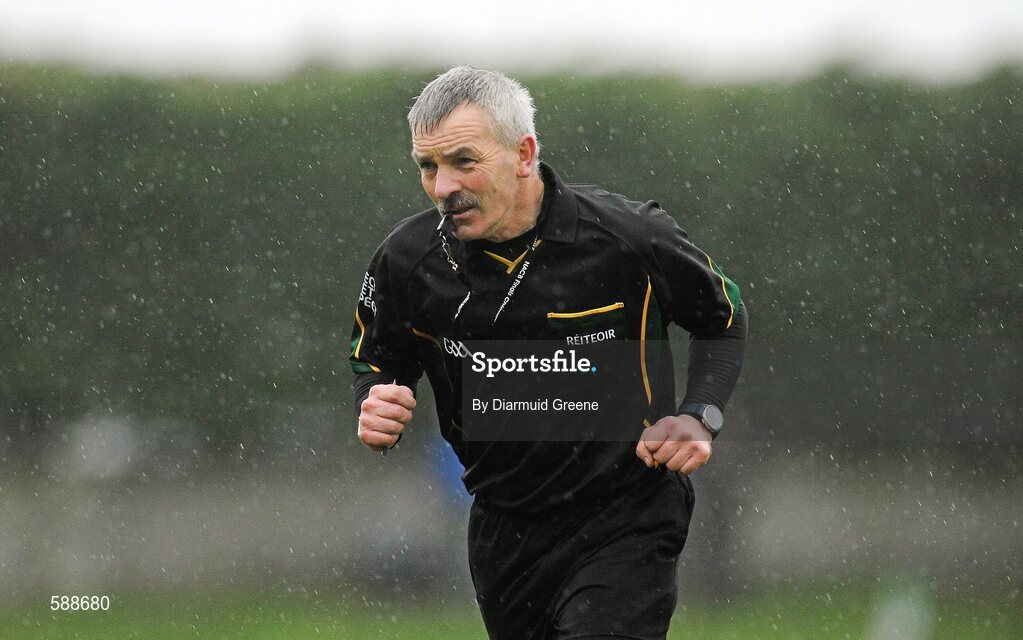 25 January 2012; Referee Paddy Russell, Tipperary. Dr Harty Cup, Quarter-Final Replay, Nenagh CBS v Thurles CBS, The Ragg GAA Grounds, Thurles, Co. Tipperary. Picture credit: Diarmuid Greene / SPORTSFILE