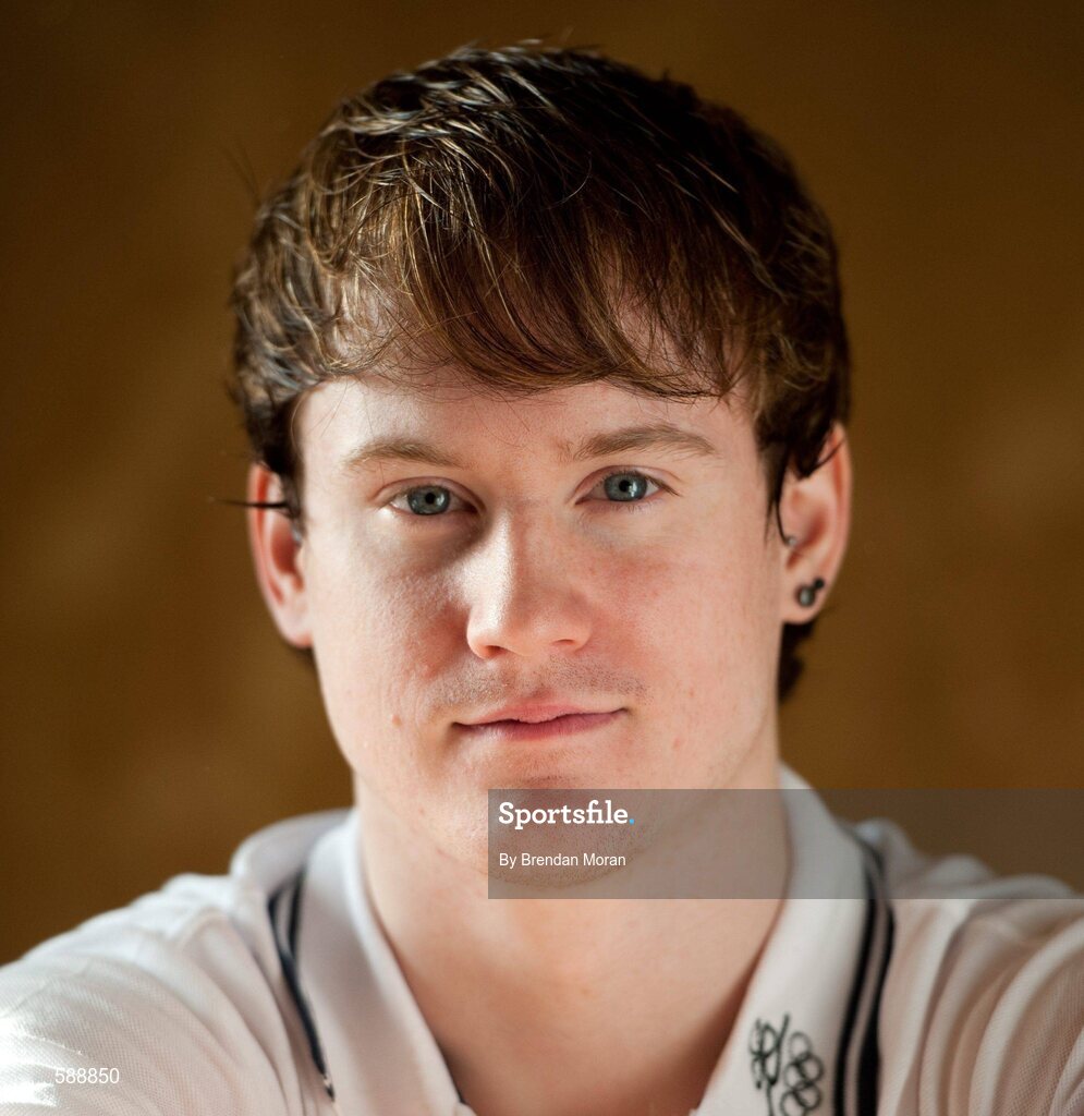 25 January 2012; Ireland's latest Olympic team member, gymnast Kieran Behan, after presented with a cheque for €20,000, by Patrick Hickey, President, Olympic Council of Ireland, to assist his preparations for the London Olympic Games later this year. The 22 year old, who was told he would never walk again after a childhood illness, has overcome enormous obstacles to be the Irish first gymnast to qualify or the games since 1996. Shelbourne Hotel, Dublin. Picture credit: Brendan Moran / SPORTSFILE