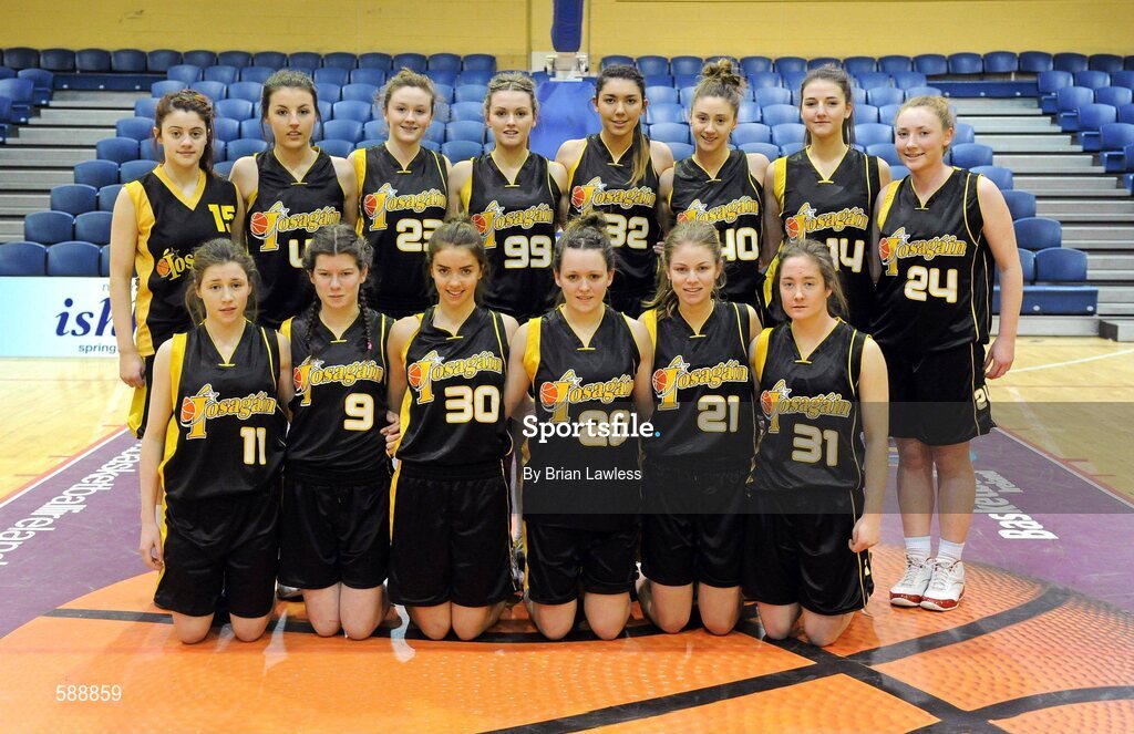 26 January 2012; The Colaiste Iosagain team. All-Ireland Schools Cup U19A Girls Final, St. Angela's College, Cork v Colaiste Iosagain, Dublin, National Basketball Arena, Tallaght, Dublin. Picture credit: Brian Lawless / SPORTSFILE