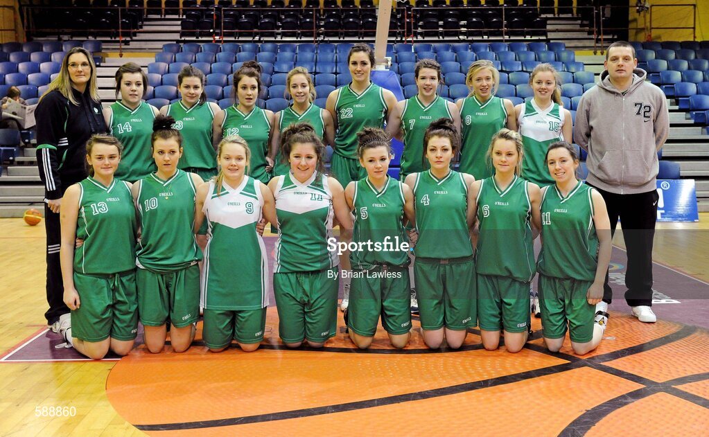 26 January 2012; The St. Angela's College team. All-Ireland Schools Cup U19A Girls Final, St. Angela's College, Cork v Colaiste Iosagain, Dublin, National Basketball Arena, Tallaght, Dublin. Picture credit: Brian Lawless / SPORTSFILE