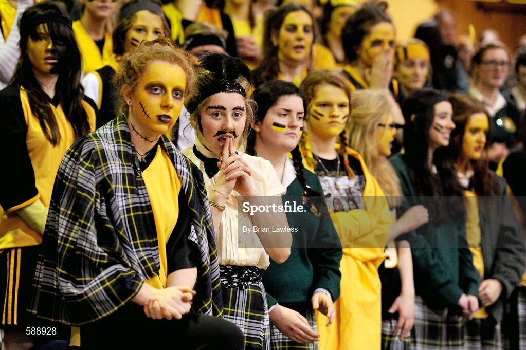 26 January 2012; Colaiste Iosagain supporters look on anxiously towards the end of the match. All-Ireland Schools Cup U19A Girls Final, St. Angela's College, Cork v Colaiste Iosagain, Dublin, National Basketball Arena, Tallaght, Dublin. Picture credit: Brian Lawless / SPORTSFILE