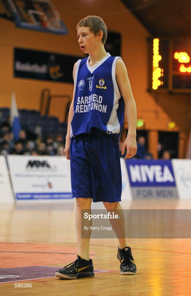 27 January 2012; Evan O'Reilly, St. Clement's, Limerick. All-Ireland Schools Cup U16B Boys Final, Christian Brothers College, Cork v St. Clement's, Limerick, National Basketball Arena, Tallaght, Dublin. Picture credit: Barry Cregg / SPORTSFILE