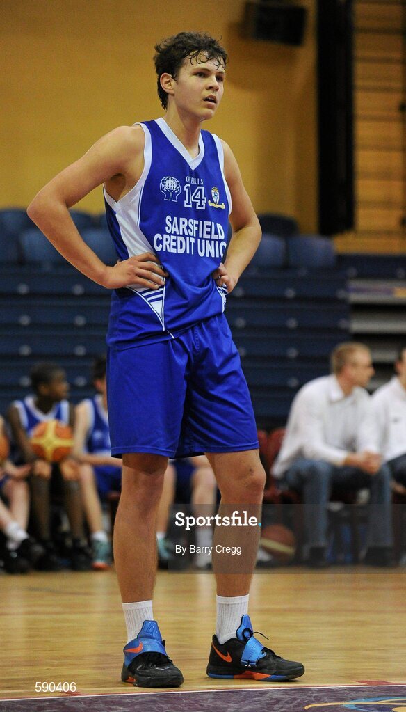 27 January 2012; Kristian Burchardt, St. Clement's, Limerick. All-Ireland Schools Cup U16B Boys Final, Christian Brothers College, Cork v St. Clement's, Limerick, National Basketball Arena, Tallaght, Dublin. Picture credit: Barry Cregg / SPORTSFILE