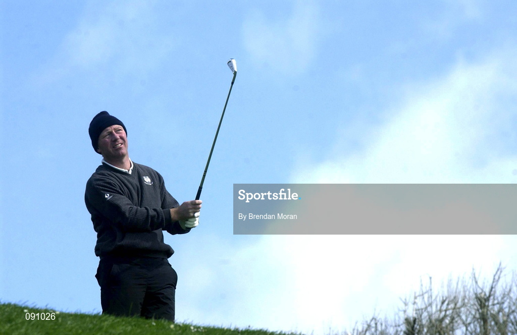 26 April 2002; Philip Walton of Ireland watches his tee shot at the 15th tee box during day two of the Smurfit Irish PGA Championship at Westport Golf Club in Westport, Mayo. Photo by Brendan Moran/Sportsfile
