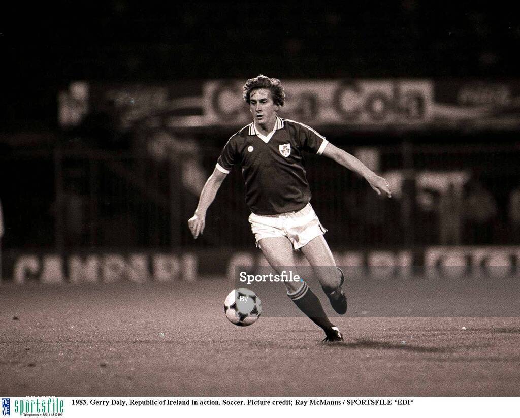 1983. Gerry Daly, Republic of Ireland in action. Soccer. Picture credit; Ray McManus / SPORTSFILE *EDI*