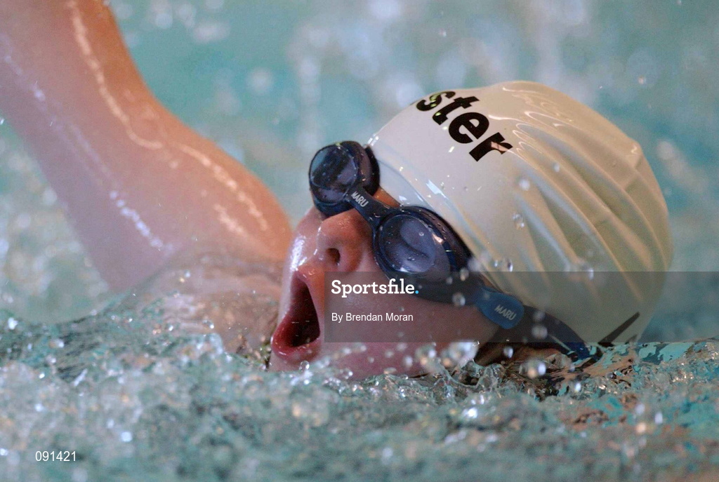 20 June 2002; Leinster's Sarah Carroll competing in the 25m freestyle event during the 2002 Special Olympics Ireland National at the ESB Sportsco Pool in Ringsend, Dublin. Photo by Brendan Moran/Sportsfile