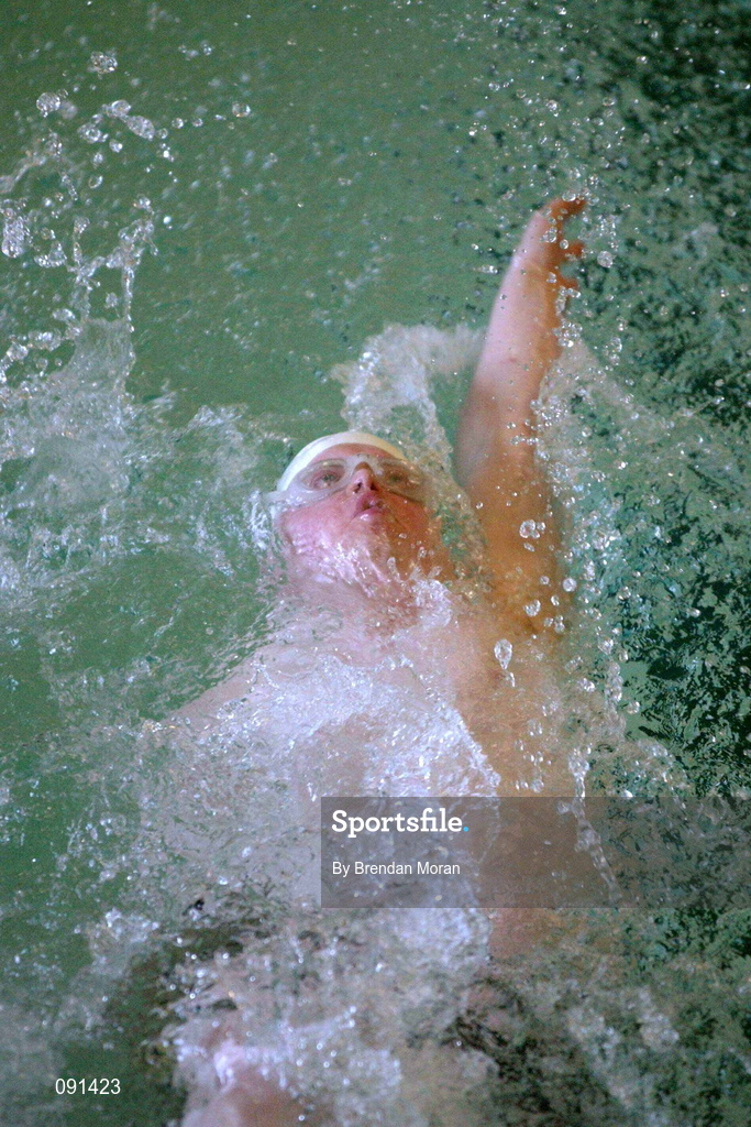 20 June 2002; Leinster's Simon Boyd taking part in the 50m backstroke during the 2002 Special Olympics Ireland National at the ESB Sportsco Pool in Ringsend, Dublin. Photo by Brendan Moran/Sportsfile